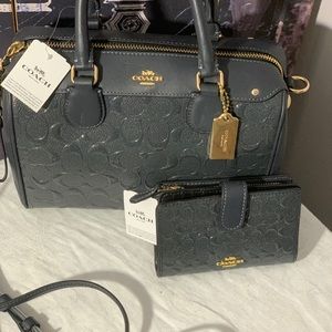 Coach Signature Debossed Patent Mini Bennett Satchel Crossbody & Wallet